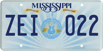 MS license plate ZEI022