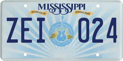 MS license plate ZEI024