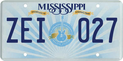 MS license plate ZEI027