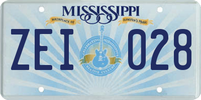 MS license plate ZEI028