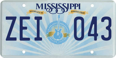 MS license plate ZEI043
