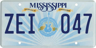MS license plate ZEI047