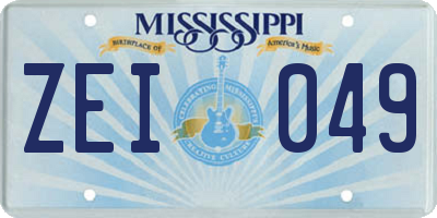 MS license plate ZEI049