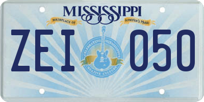 MS license plate ZEI050