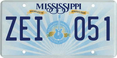 MS license plate ZEI051