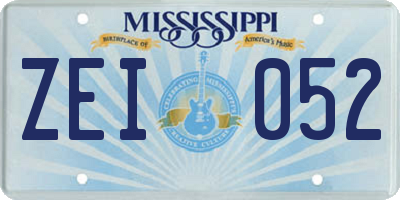MS license plate ZEI052