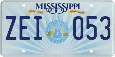 MS license plate ZEI053