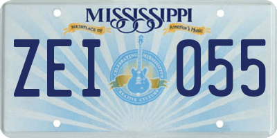 MS license plate ZEI055