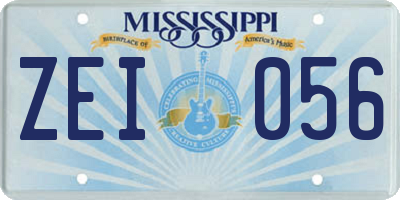 MS license plate ZEI056