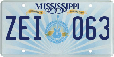 MS license plate ZEI063