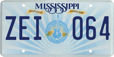 MS license plate ZEI064