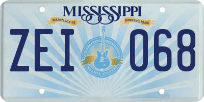 MS license plate ZEI068