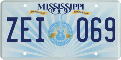 MS license plate ZEI069