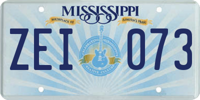 MS license plate ZEI073