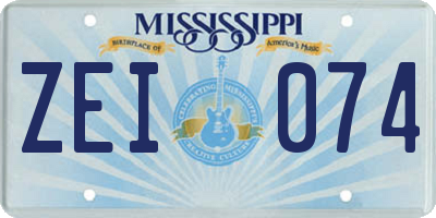 MS license plate ZEI074