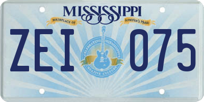 MS license plate ZEI075
