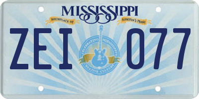 MS license plate ZEI077