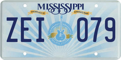 MS license plate ZEI079