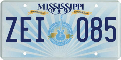 MS license plate ZEI085