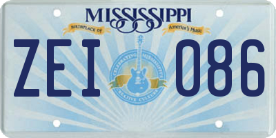 MS license plate ZEI086