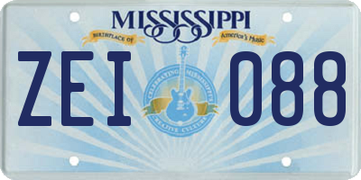 MS license plate ZEI088