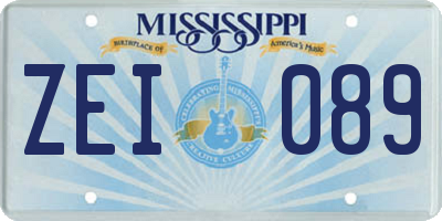 MS license plate ZEI089