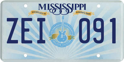 MS license plate ZEI091