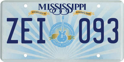 MS license plate ZEI093