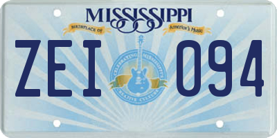MS license plate ZEI094