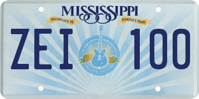 MS license plate ZEI100