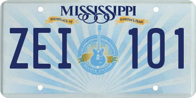MS license plate ZEI101