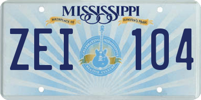 MS license plate ZEI104
