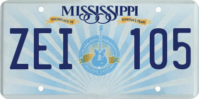 MS license plate ZEI105
