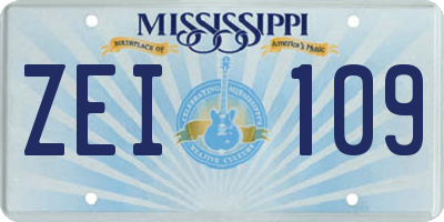 MS license plate ZEI109