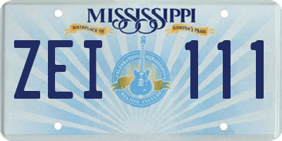 MS license plate ZEI111
