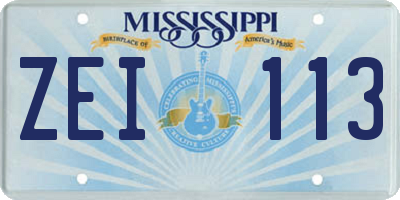 MS license plate ZEI113