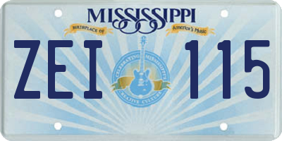 MS license plate ZEI115