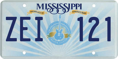 MS license plate ZEI121