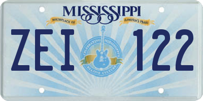 MS license plate ZEI122