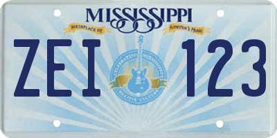 MS license plate ZEI123