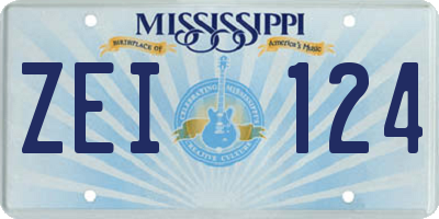 MS license plate ZEI124