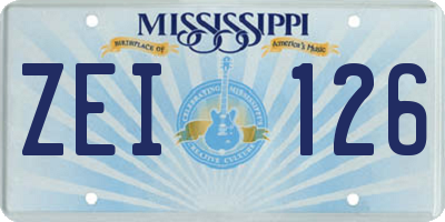 MS license plate ZEI126