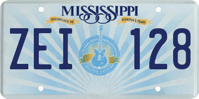 MS license plate ZEI128