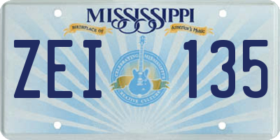 MS license plate ZEI135