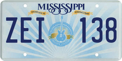 MS license plate ZEI138