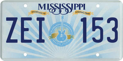 MS license plate ZEI153