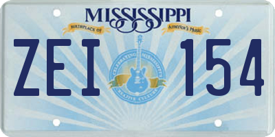 MS license plate ZEI154