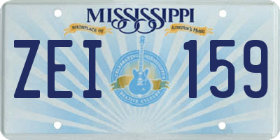 MS license plate ZEI159