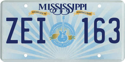 MS license plate ZEI163