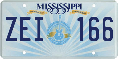 MS license plate ZEI166